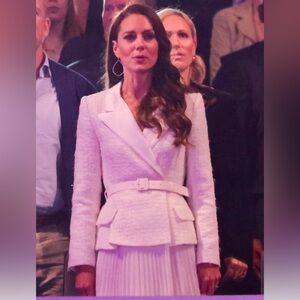 Self Portrait white boucle dress with chiffon skirt